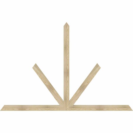 Ekena Millwork Saratoga Rough Sawn Timber Gable Bracket, Douglas Fir, 96"W x 64"H x 2"D x 4"F, 16/12 Pitch GBW096X64X0204SAR00RDF